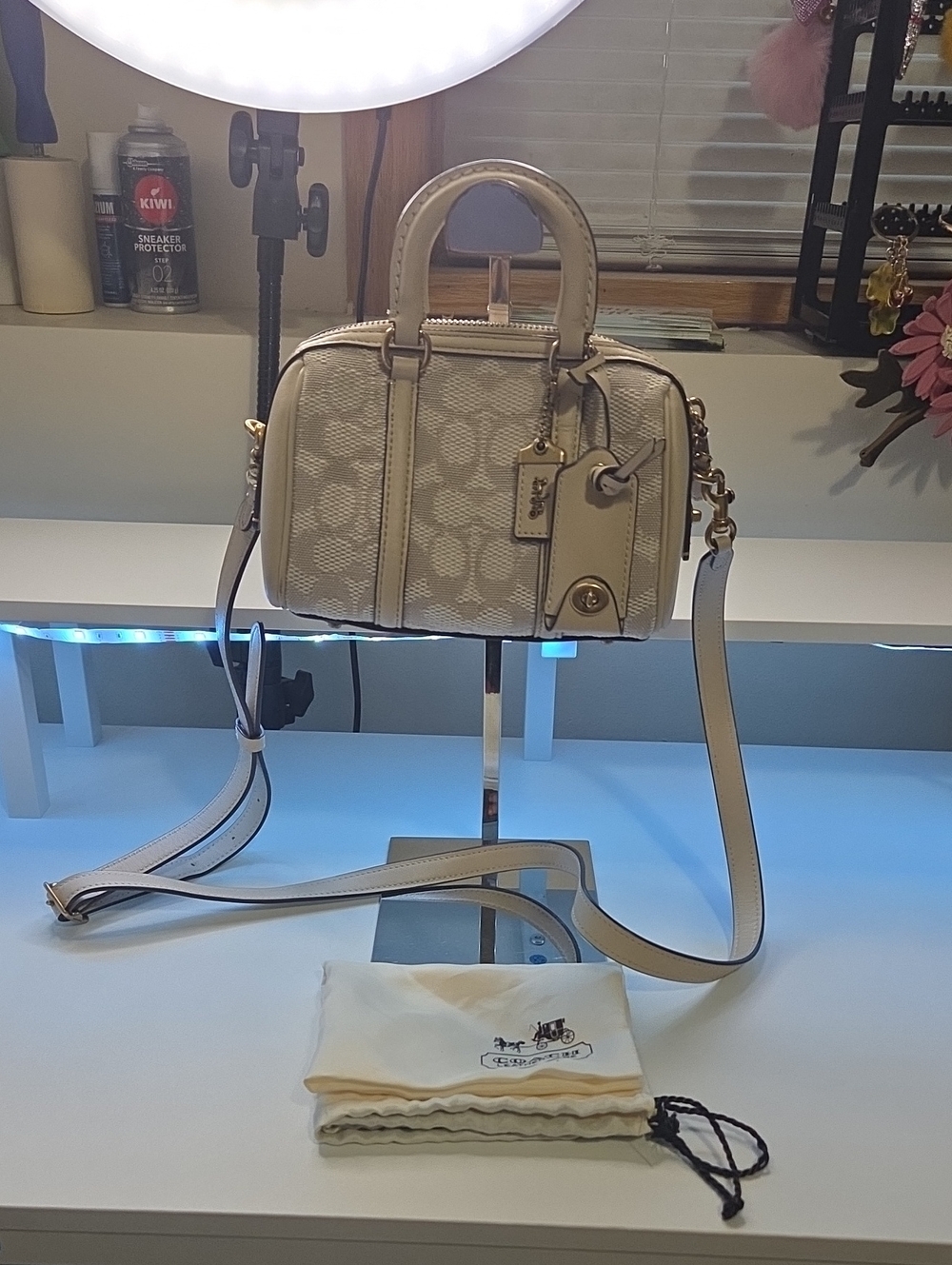 Coach Ruby 18 Cream Signature Mini Satchel with Gold Hardware